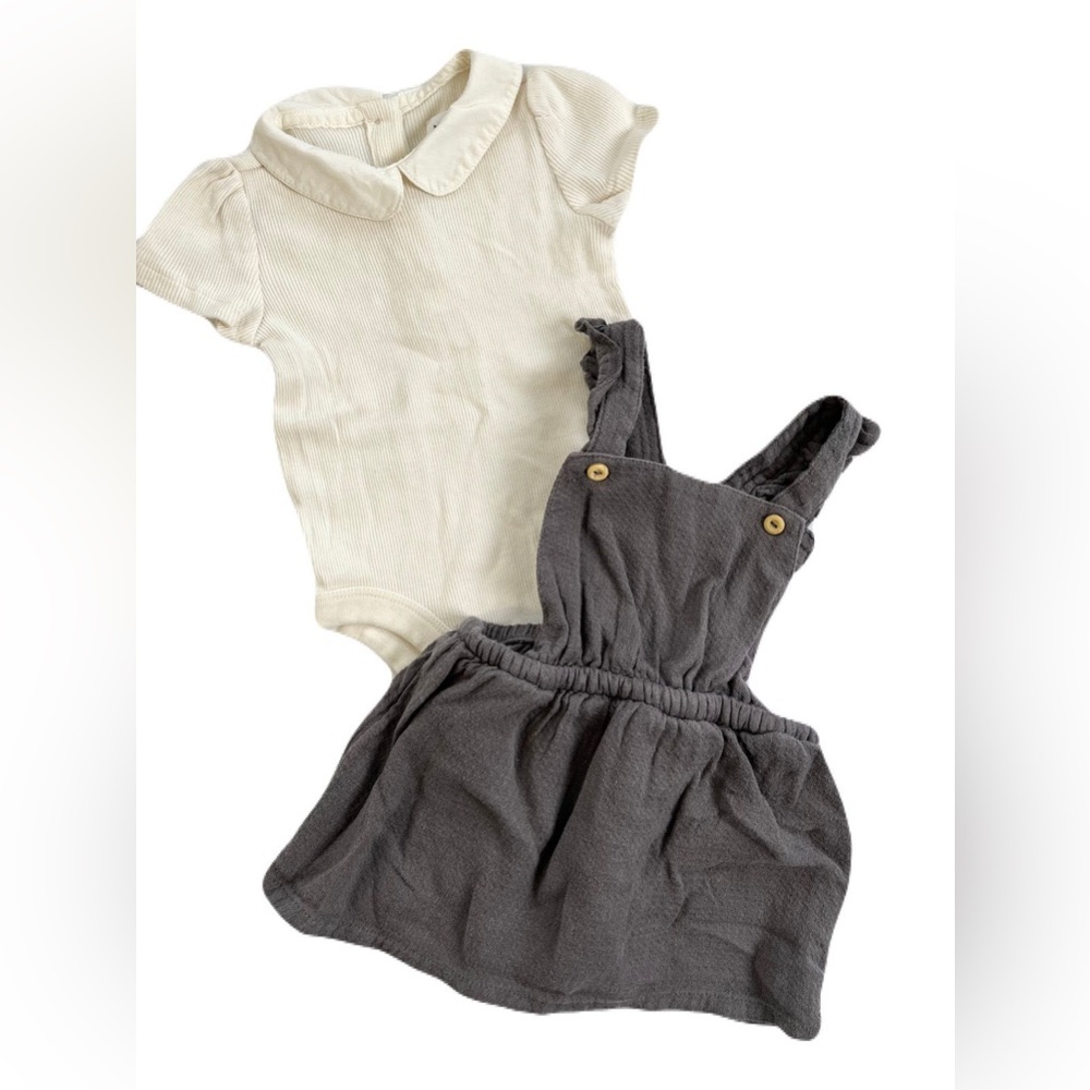 GAP Cream Ribbed Baby‎ Bodysuit & H&M Dress